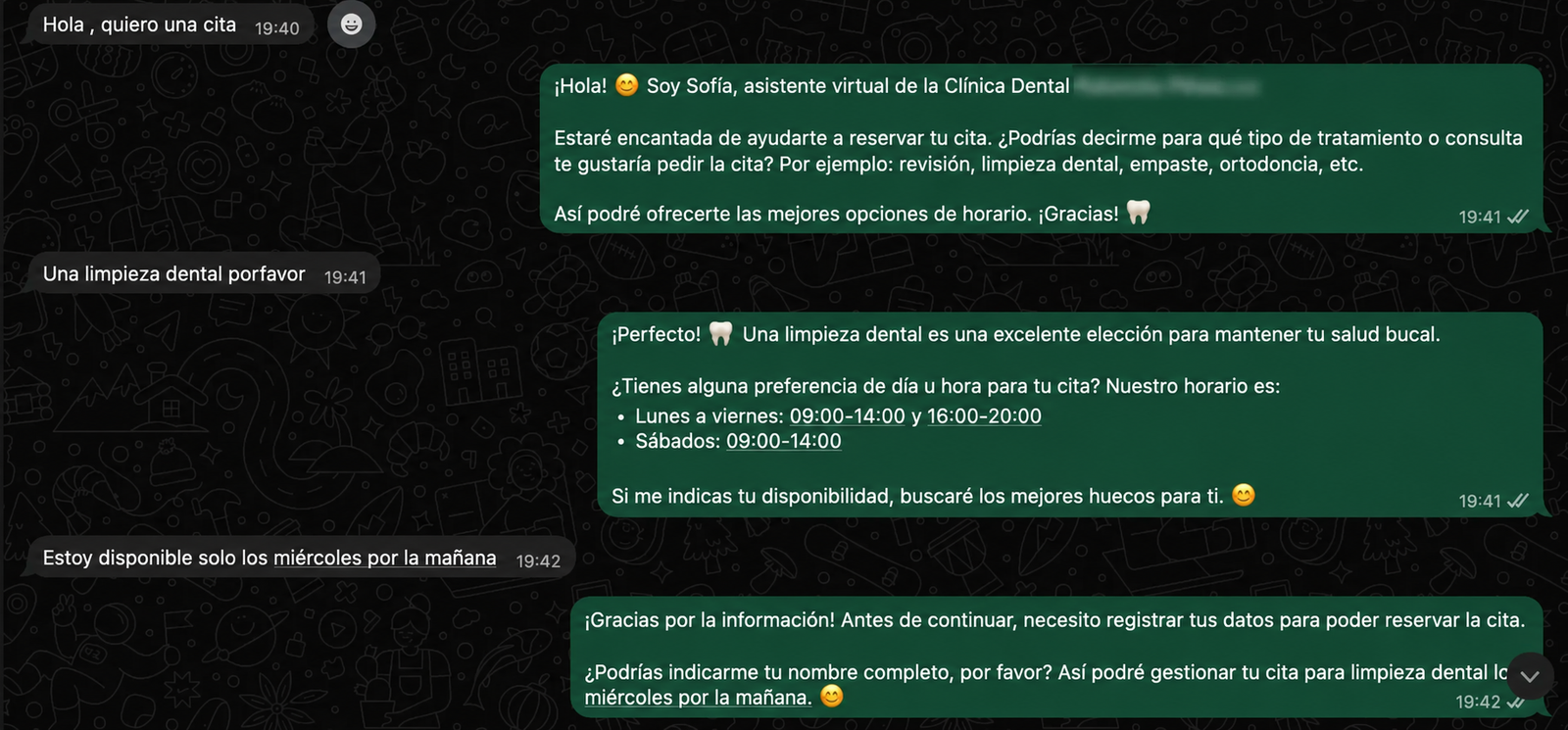 Agente de IA gestionando citas por WhatsApp de forma autónoma
